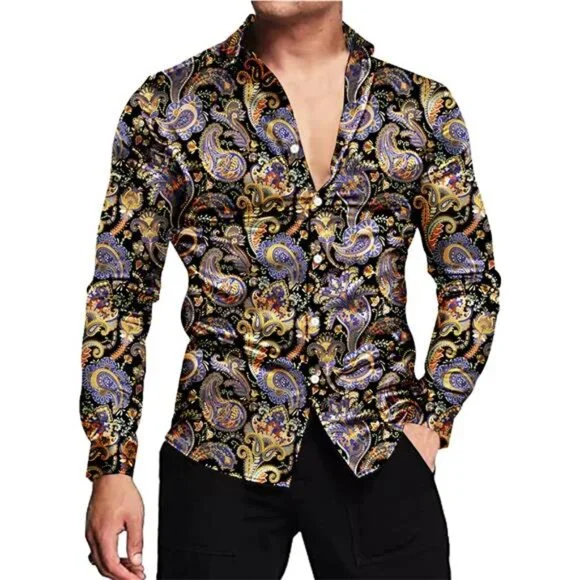 NEW Shiny Silky Satin Shirt for Men Stretchable - Picture 2 of 7